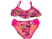 Breaking Waves Little Girls Hot Pink Floral Animal Print 2 Pc Swimsuit 4