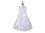 Little Girls Ivory Chiffon Satin Pleated Special Occasion Dress 4