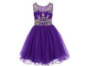 Big Girls Purple Tulle AB Stone Wired Flower Girl Dress 10