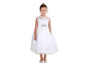 Crayon Kids Little Girls White Glitter Brooch Attached Flower Girl Dress 2T