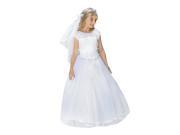 Angels Garment Big Girls White Floral Appliques Adorned Communion Dress 10