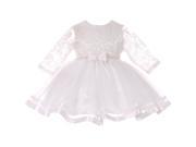 Baby Girls White Lace Tulle Rhinestone Pearl Flower Girls Dress XL 24M