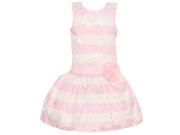 Bonnie Jean Little Girls Pink Striped Floral Drop Waist Easter Dress 4T