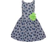 Bonnie Jean Little Girls Navy Green Polka Dot Stripe Flower Easter Dress 6