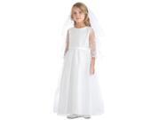Sweet Kids Big Girls White Embroidered Lace Scallop Communion Dress 12