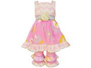 AnnLoren Baby Girls Pink Chevron Stripe Floral Print Pant Outfit 18 24M