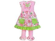 AnnLoren Big Girls Pink Green Floral Butterfly 2 Pc Pant Outfit 7 8