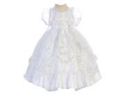 Angels Garment Baby Girls White Satin Organza Overlay Baptism Gown 6 12M