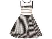Bonnie Jean Big Girls Black White Scalloped Stripe Pattern Easter Dress 7