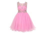 Big Girls Pink Tulle AB Stone Wired Flower Girl Dress 8