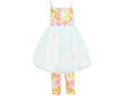 Bonnie Jean Little Girls Aqua Floral Print Dress 2 Pc Legging Outfit 6X