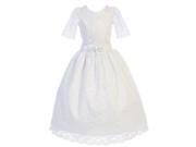 Angels Garment Little Girls White Lace Floral Accents Communion Dress 6