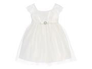 Sweet Kids Baby Girls White Satin Lace Pearl Brooch Flower Girl Dress 24M