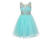 Little Girls Coral Tulle AB Stone Wired Flower Girl Dress 6