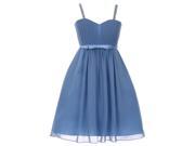 Big Girls Dusty Blue Sequin Bead Chiffon Flower Girl Dress 8