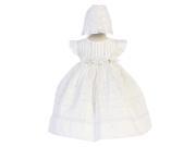 Angels Garment Baby Girls White Removable Florals Bonnet Baptism Gown 6 12M