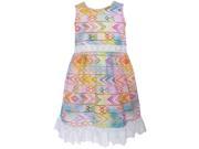 AnnLoren Big Girls Blue Pink Ombre Motif Print Lace Trim Maxi Dress 9 10