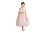 Crayon Kids Little Girls Blush Pink Glitter Brooch Accent Flower Girl Dress 4T