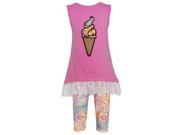 AnnLoren Little Girls Pink Ombre Icecream Lace Trim 2 Pc Pant Outfit 2T 3T