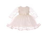 Baby Girls Ivory Lace Tulle Rhinestone Pearl Flower Girls Dress L 18M