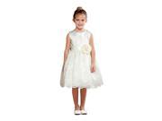 Crayon Kids Little Girls Ivory Floral Accent Lace Overlay Flower Girl Dress 2T