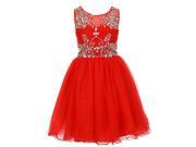 Little Girls Red Tulle AB Stone Wired Flower Girl Dress 4
