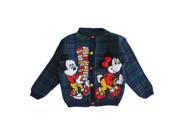 Disney Little Girls Navy Green Plaid Minnie Mickey Mouse Knit Sweater 6