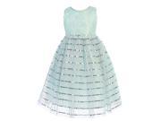 Angels Garment Little Girls Aqua Lace Sparkle Sequin Tulle Easter Dress 6