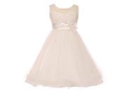 Big Girls Ivory Pearl Coiled Mesh Wired Flower Girl Dress 10