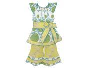 AnnLoren Baby Girls Yellow Floral Damask Print Flared Pant Outfit 12 18M