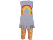 AnnLoren Big Girls Grey Fringed Detail Rainbow Heart Pant Outfit 7 8