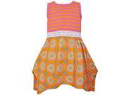 AnnLoren Big Girls Orange Stripe Motif Patterned Hanky Hem Dress 9 10