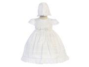Angels Garment Baby Girls White Poly Shantung Shiny Bonnet Baptism Gown 6 12M