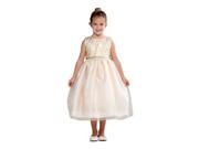 Crayon Kids Little Girls Ivory Embroidered Bejeweled Flower Girl Dress 4T