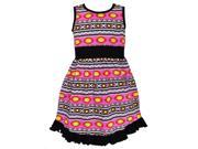 AnnLoren Big Girls Pink Black Tribal Print Ruffle Hem Maxi Dress 9 10