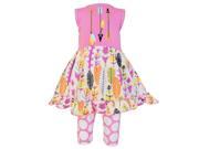 AnnLoren Little Girls Pink Feather Polka Dot Print Dress Capri Outfit 4 5