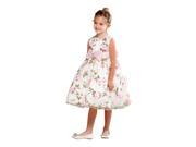 Crayon Kids Little Girls Ivory Floral Print Bow Brooch Flower Girl Dress 3T