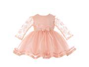 Baby Girls Blush Lace Tulle Rhinestone Pearl Flower Girls Dress S 6M