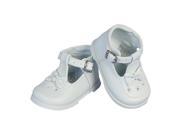 Angels Garment Little Girls White Bow Accent T Bar Leather Shoes 6 Toddler