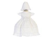 Angels Garment Baby Girls White Poly Shantung Floral Bonnet Baptism Gown 6 12M