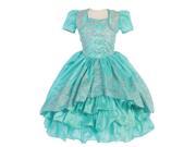 Angels Garment Little Girls Aqua Silver Taffeta Escaramuza Occasion Dress 6