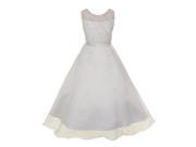 Kids Dream Little Girls White Pearl Sequin Satin Organza Flower Girl Dress 4