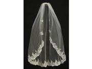 Angels Garment Women Ivory Embroidered Single Layer Communion Wedding Veil