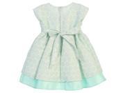 Sweet Kids Little Girls Mint Polka Dot Pleated Jacquard Satin Easter Dress 5