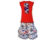 AnnLoren Little Girls Red Navy Seahorse Sailor 2 Pc Pant Outfit 2T 3T