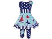 AnnLoren Little Girls Navy Polka Dot Stripe Sailor Print Pant Outfit 4 5