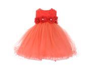 Baby Girls Coral Sparkle Jewel Centered Flower Adorned Easter Dress 12M