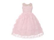 Rain Kids Little Girls Pink Lace Pearl Adorned Flower Girl Easter Dress 4