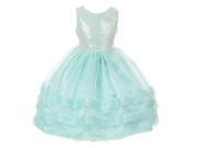 Rain Kids Big Girls Aqua Sequin Lace Organza Junior Bridesmaid Dress 8