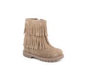 Roper Little Girls Tan Double Layer Fringe All Leather Boots 8 Toddler